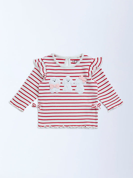 HOP Baby Red Striped Cotton Top