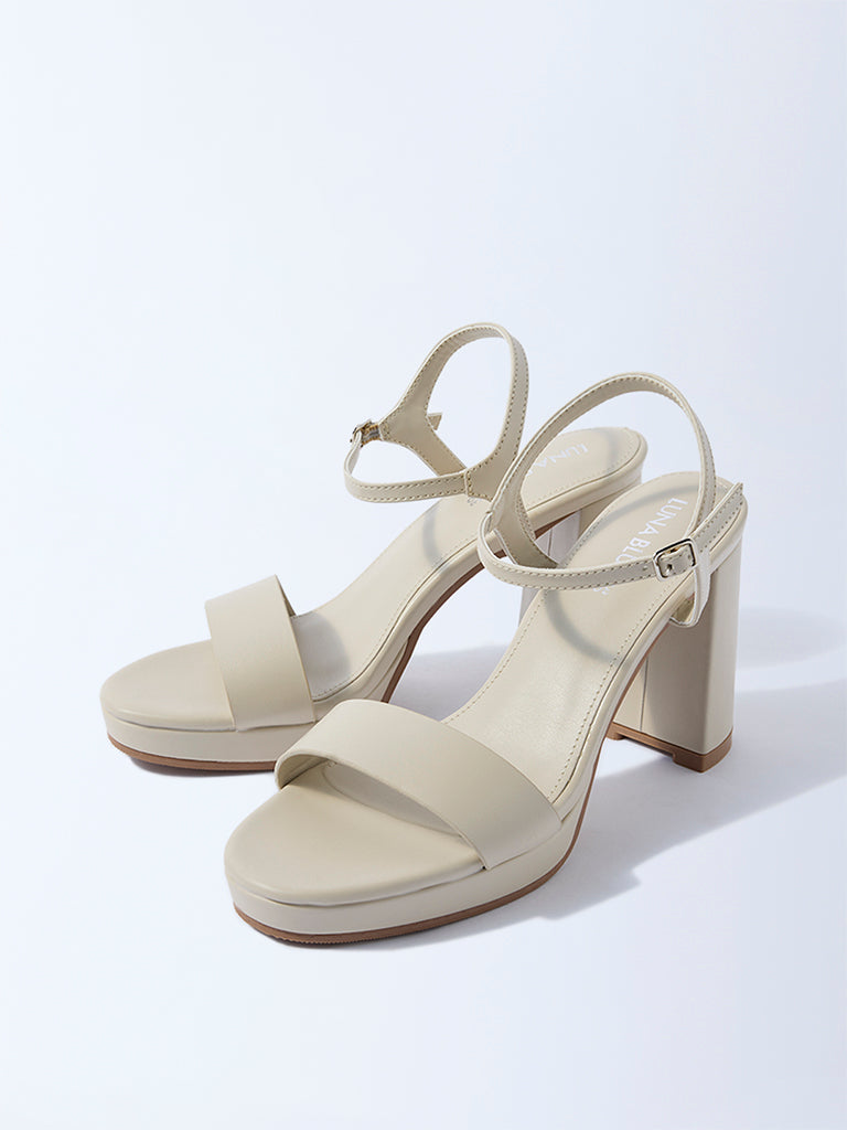LUNA BLU Ivory Block-Heel Sandals