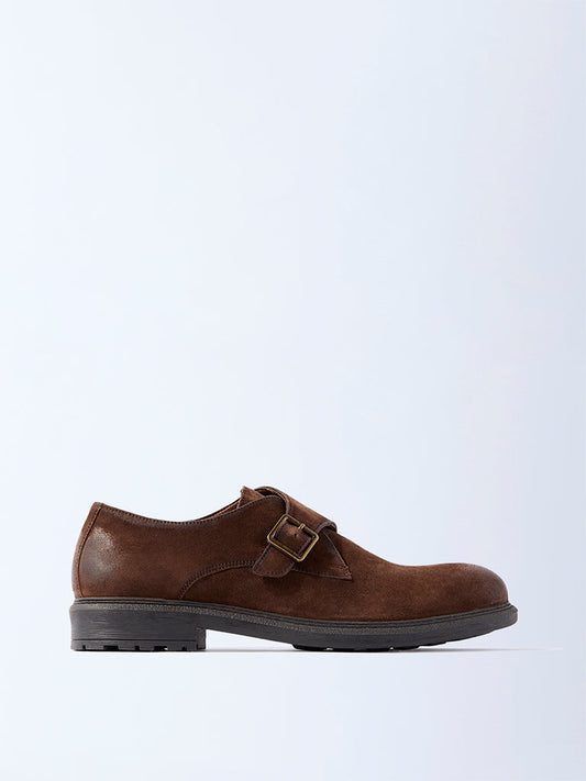SOLEPLAY Brown Suede Monk Strap Shoes