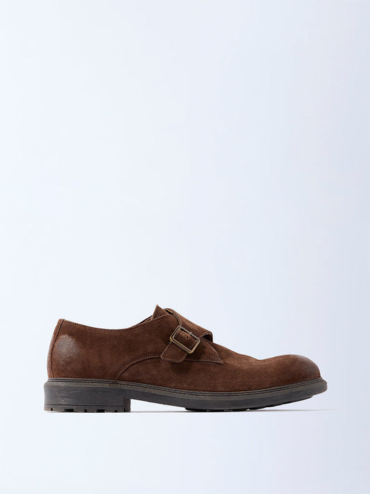 SOLEPLAY Light Brown Suede Monk Strap Shoes