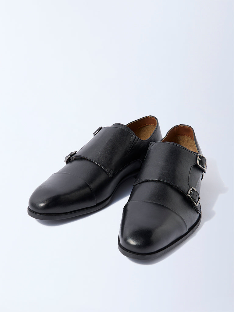 SOLEPLAY Black Buckle-Detailed Leather Monk Shoes