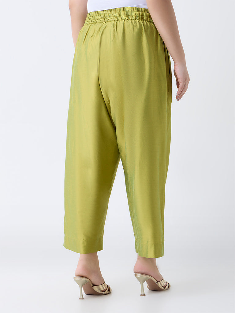 Diza Lime Solid Ethnic Pants