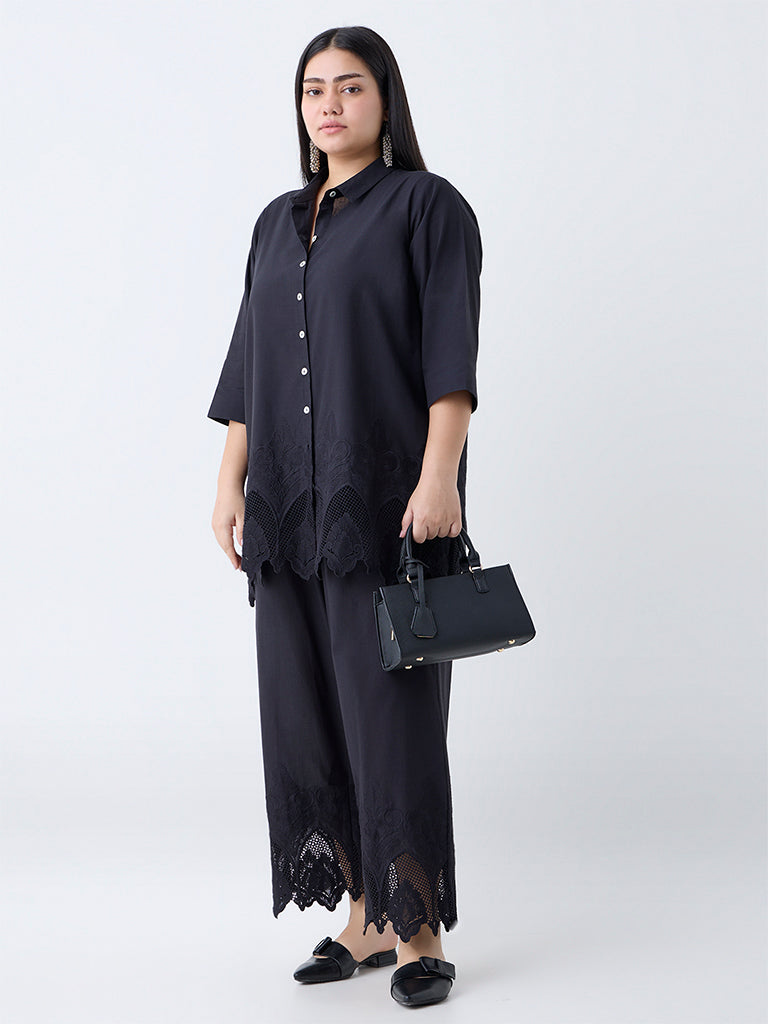 Diza Black Embroidered Cotton Tunic