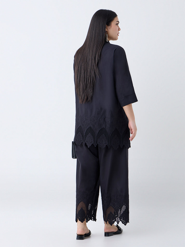 Diza Black Embroidered Cotton Tunic