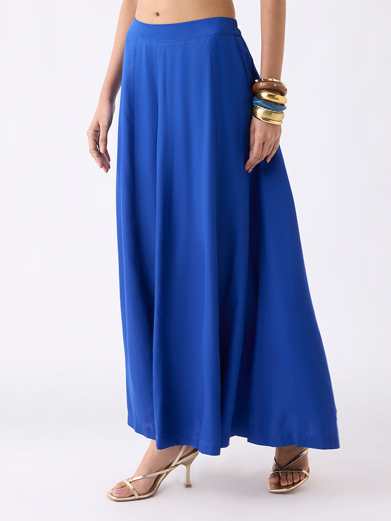 Vark Blue Solid Palazzos