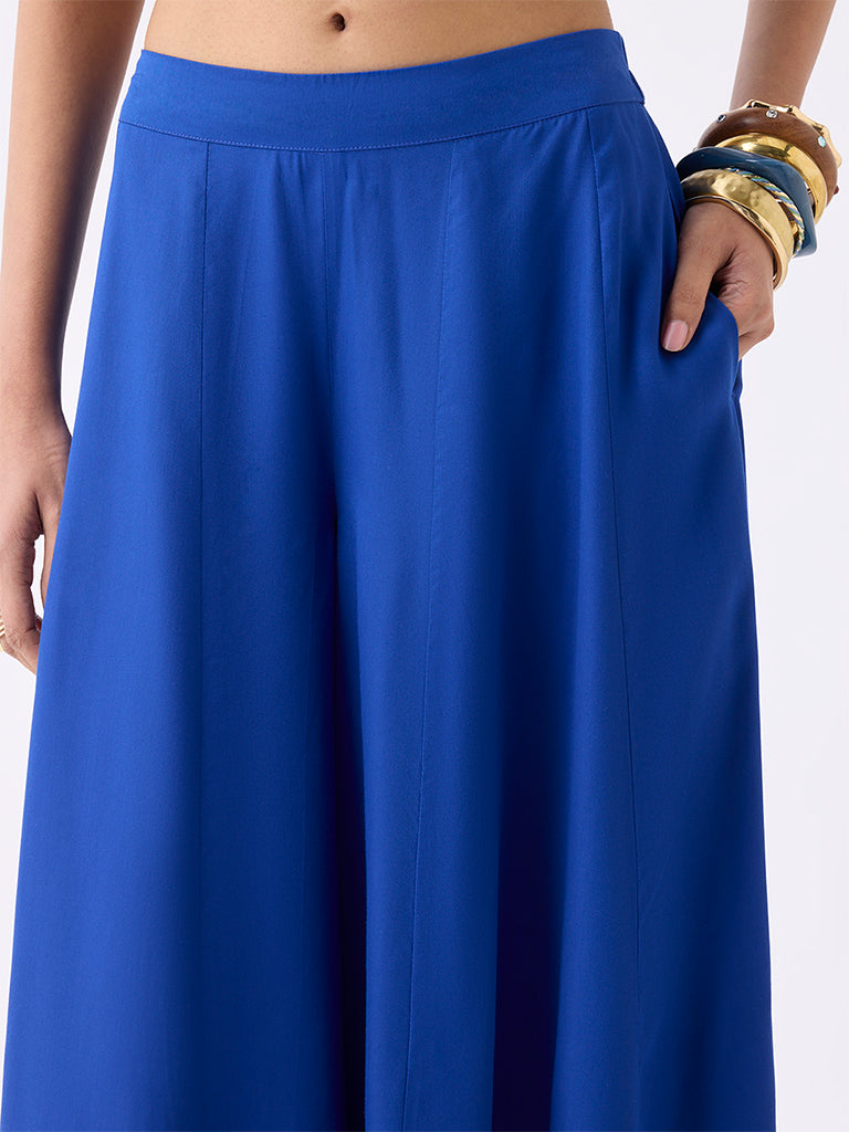 Vark Blue Solid Palazzos