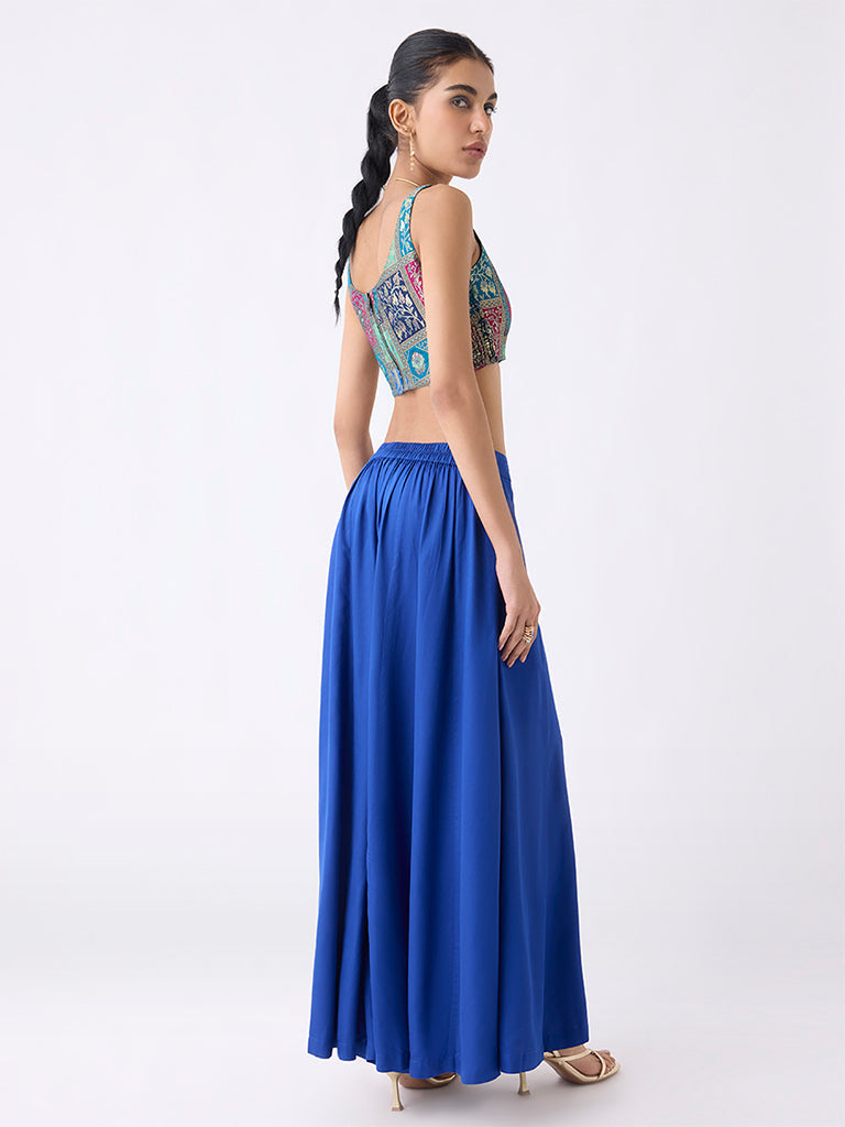 Vark Blue Solid Palazzos