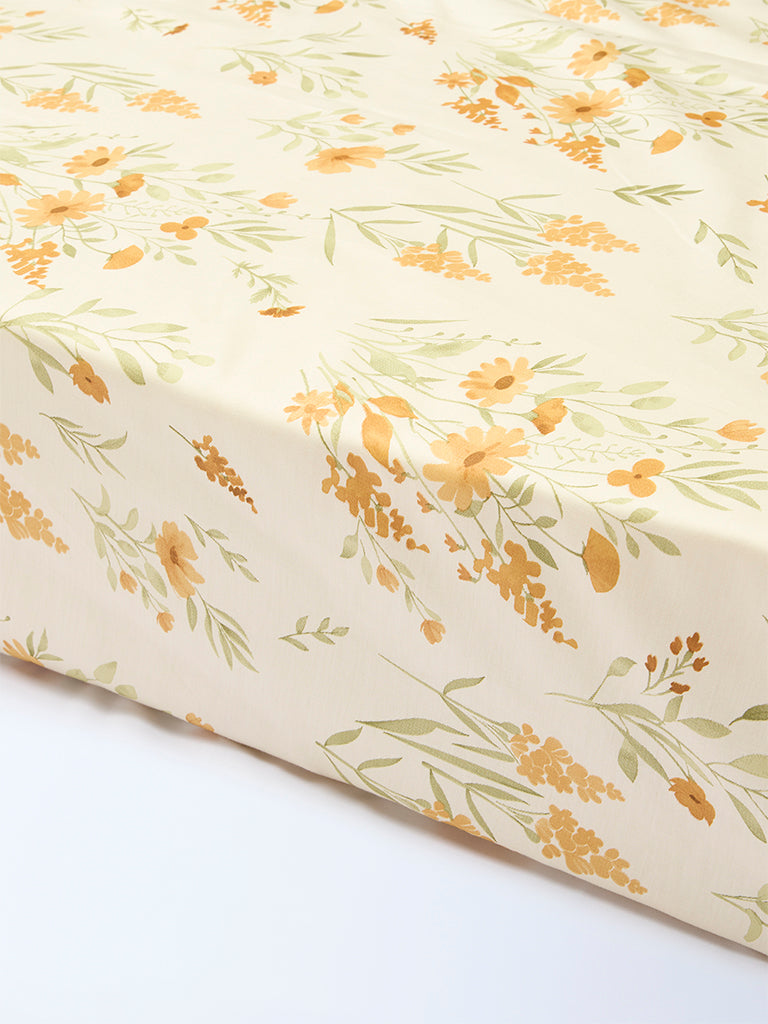 Westside Home Mustard Botanical Printed King Bed Sheet Set