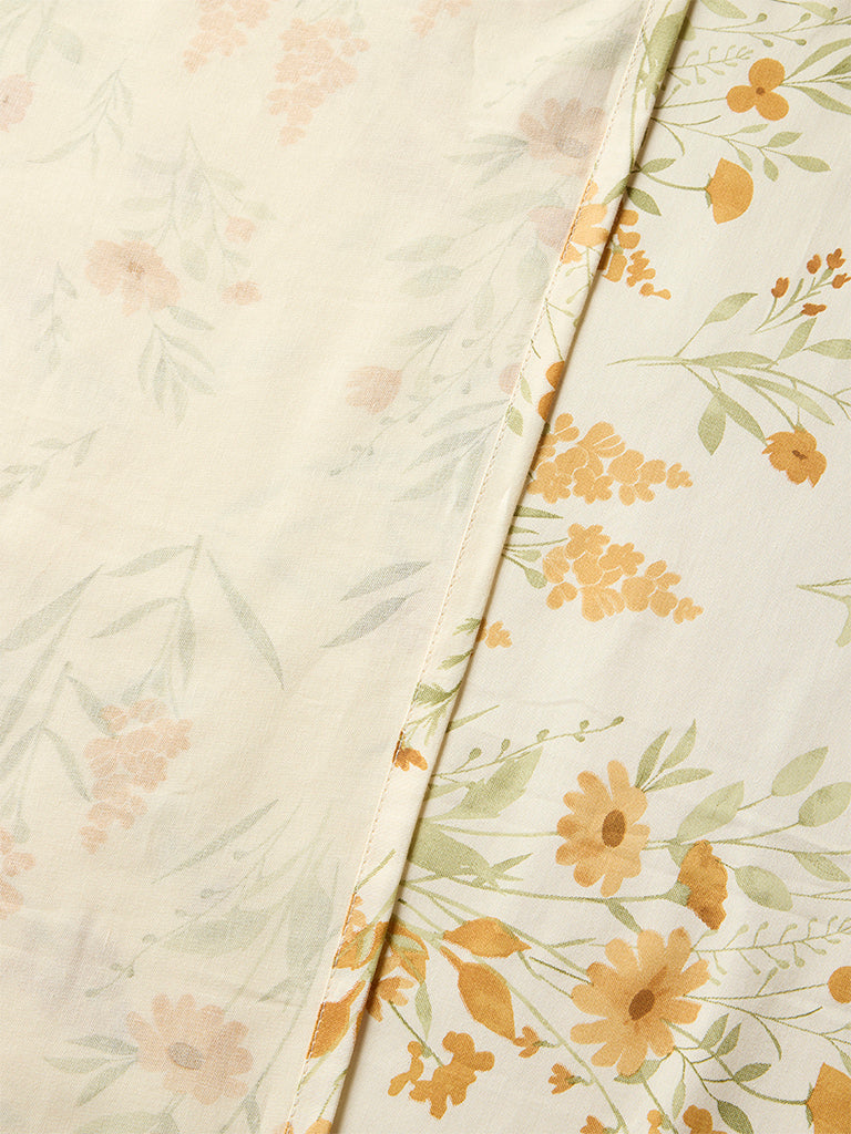 Westside Home Mustard Botanical Printed King Bed Sheet Set