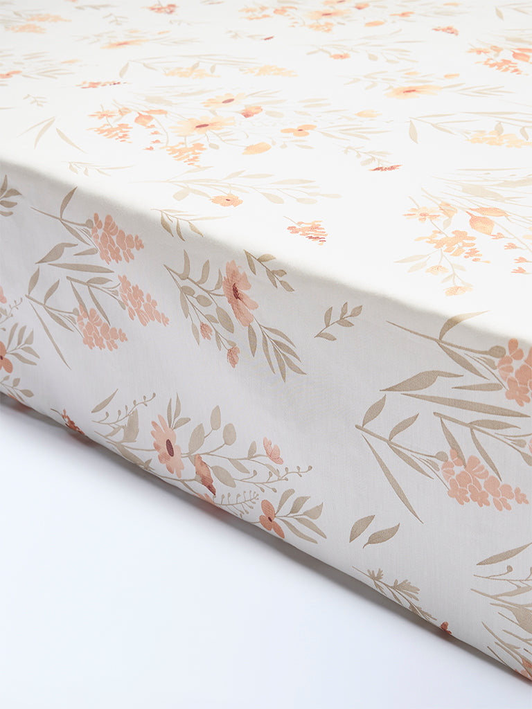 Westside Home Orange Floral Detailed King Bed Sheet Set