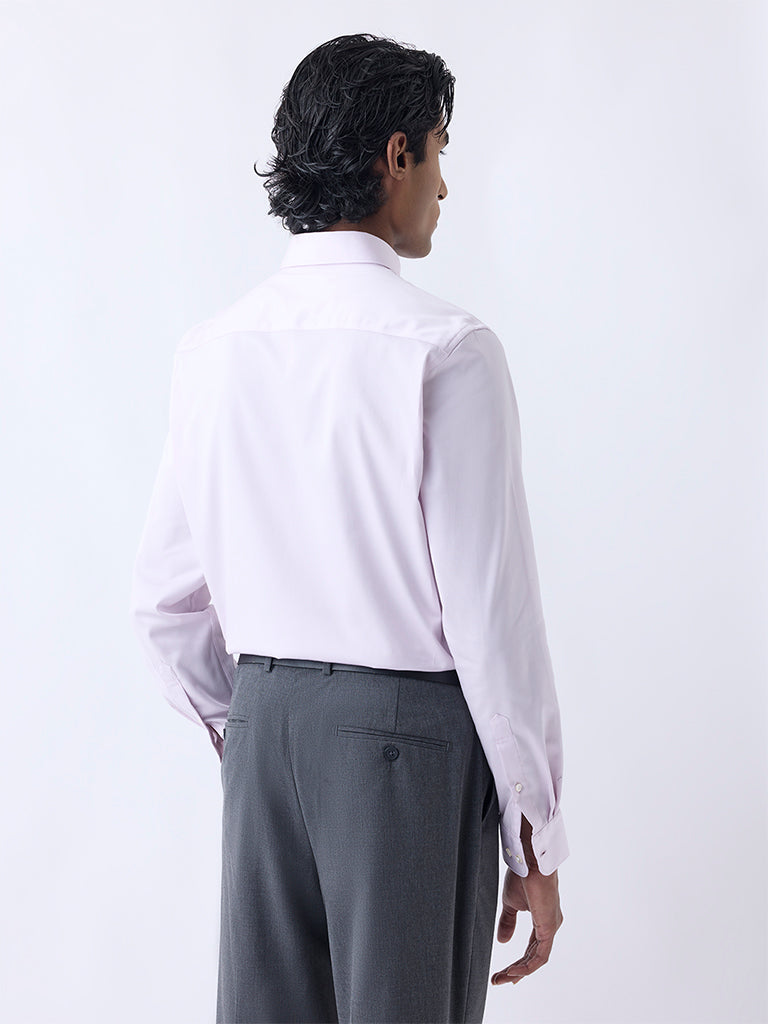 WES Formals Light Pink Slim-Fit Cotton-Blend Shirt