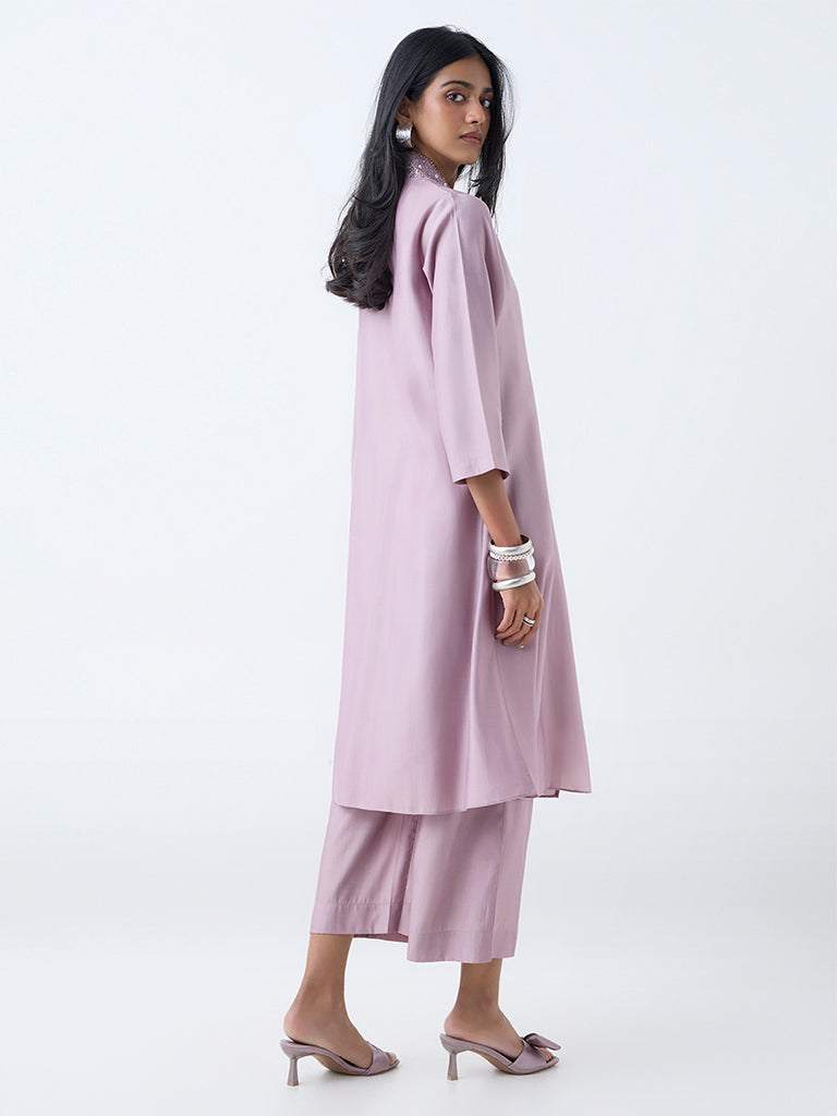 Vark Lilac Sequin Embellished A-Line Ethnic Set