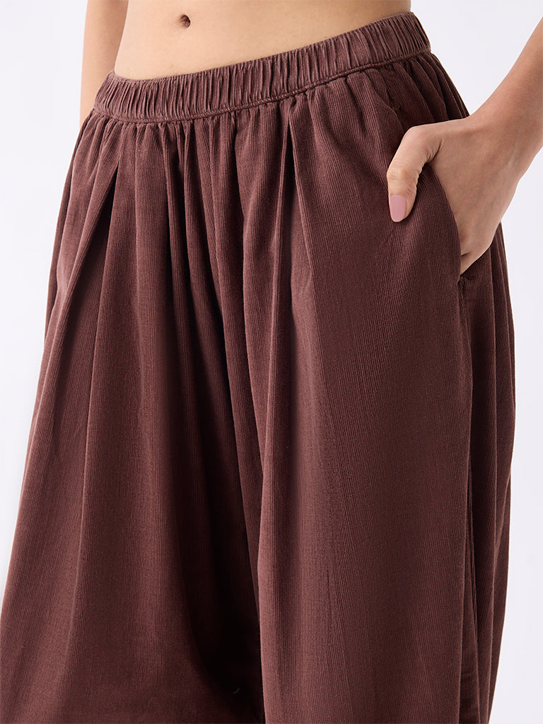 Superstar Dark Brown High-Rise Baggy Corduroy Pants