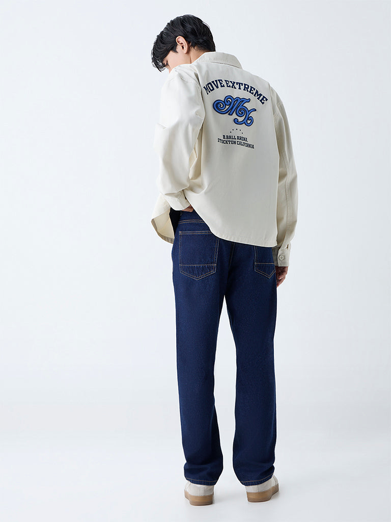 Nuon Dark Blue Relaxed-Fit Mid-Rise Jeans
