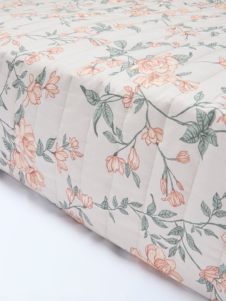 Westside Home Orange Foliage Pattern Reversible Quilted Single Bed Comforter