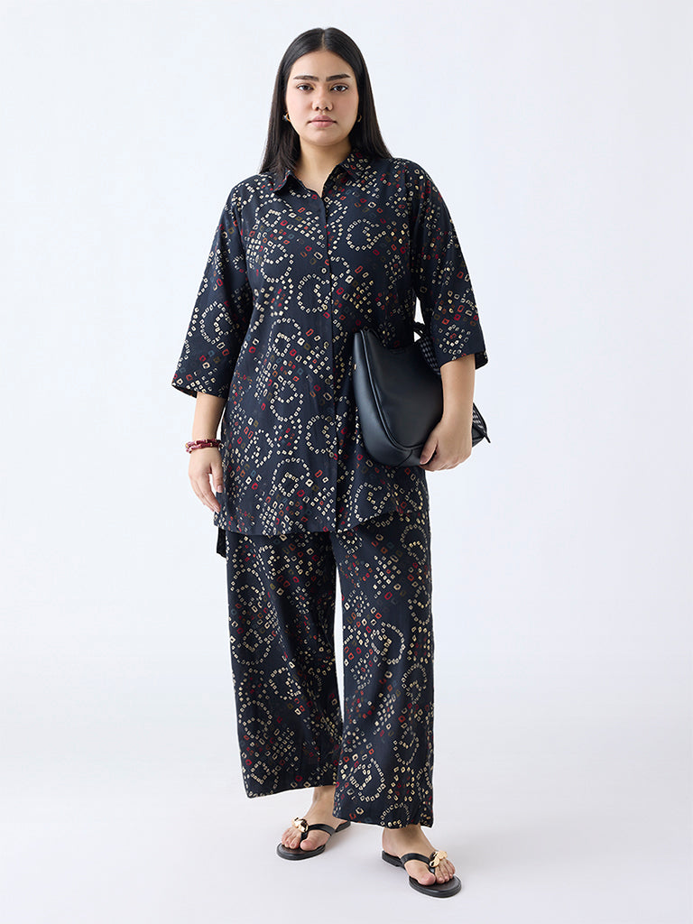 Diza Black Bandhani Print Tunic