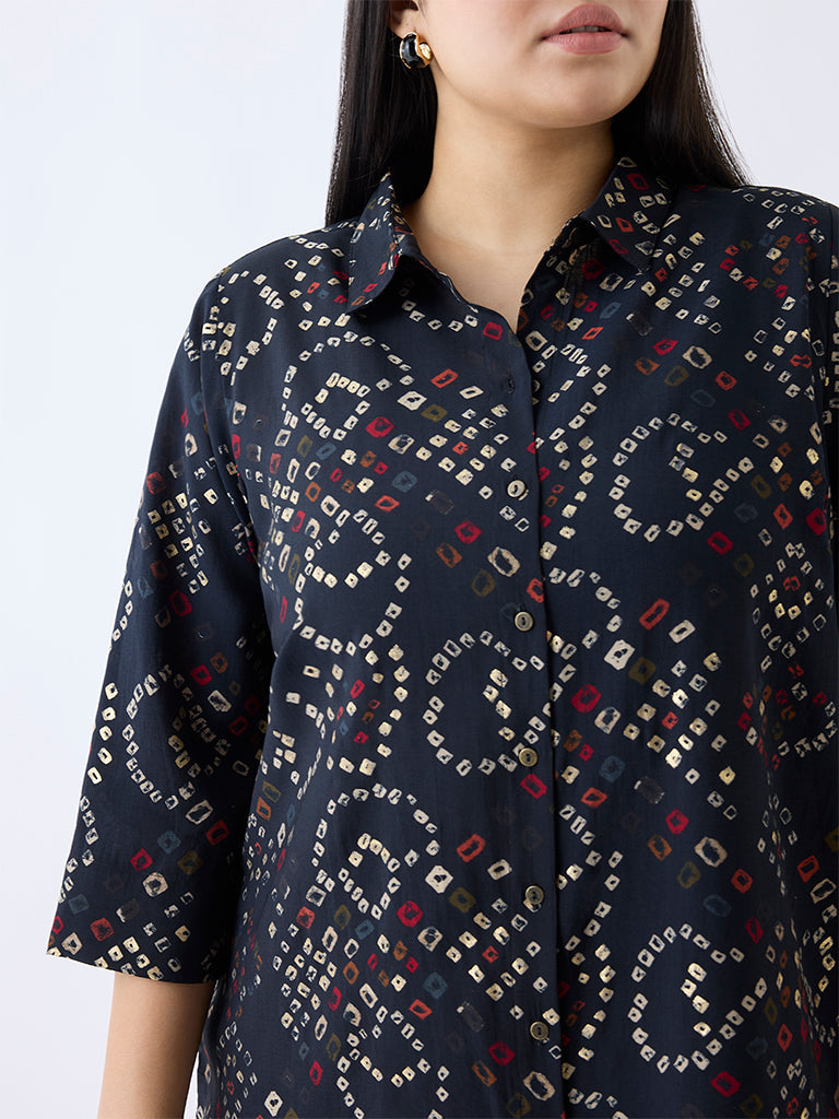Diza Black Bandhani Print Tunic