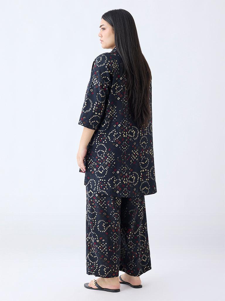 Diza Black Bandhani Print Tunic