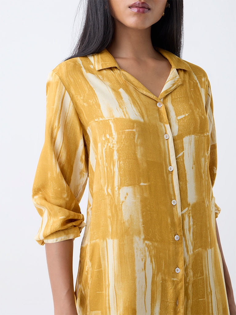 Utsa Yellow Abstract Detailed Straight Kurta