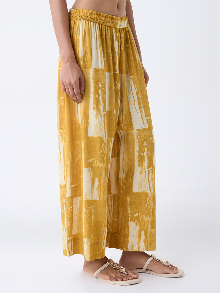 Utsa Yellow Abstract Pattern Pants