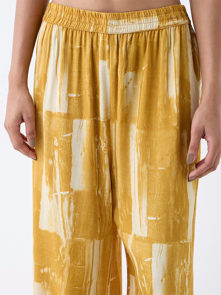 Utsa Yellow Abstract Pattern Pants