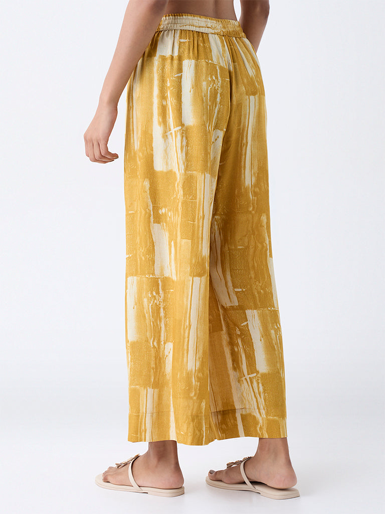 Utsa Yellow Abstract Pattern Pants