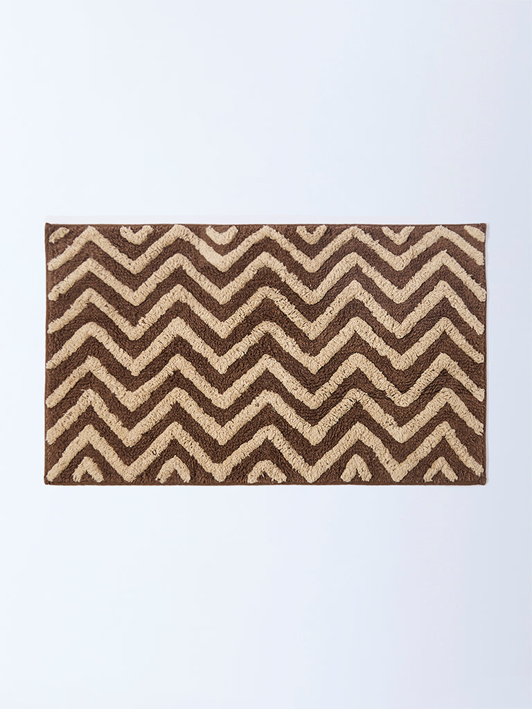 Westside Home Dark Brown Chevron Pattern Bath Mat