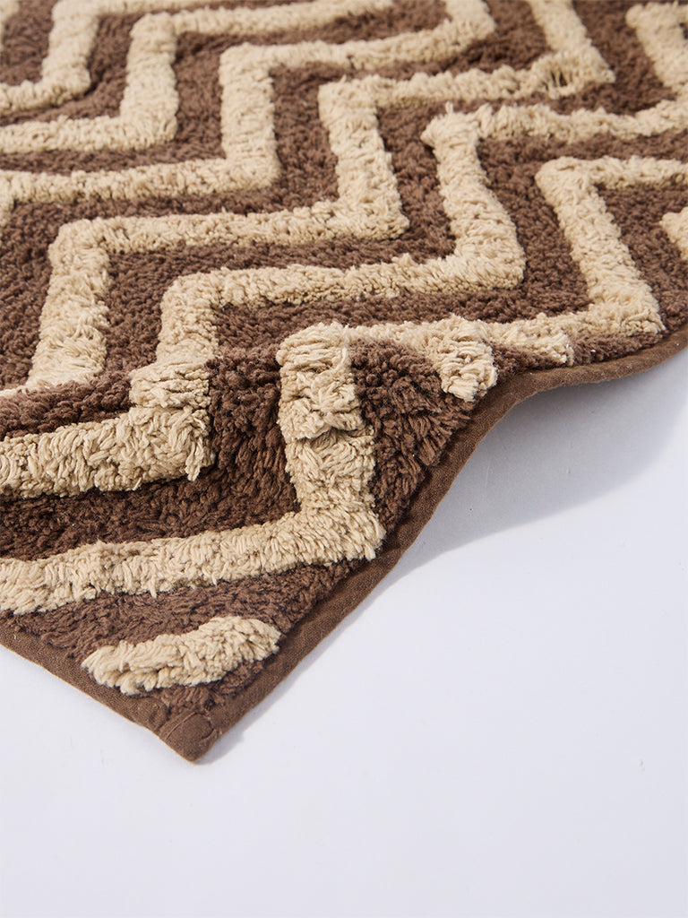 Westside Home Dark Brown Chevron Pattern Bath Mat