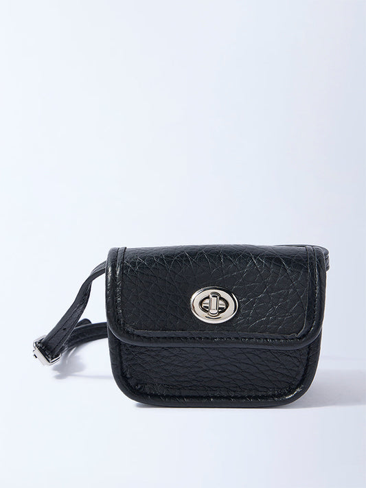Westside Black Textured Adjustable Mini Sling Bag