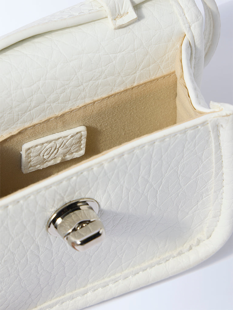 Westside White Textured Adjustable Mini Sling Bag