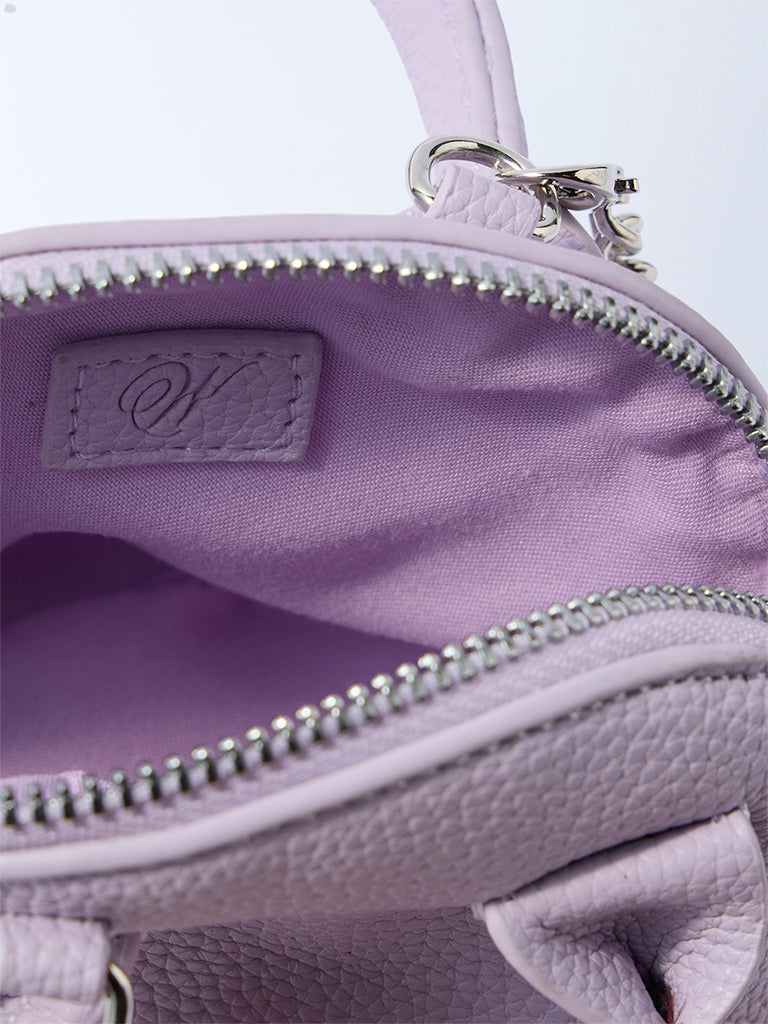 Westside Lilac Textured Chain-Detailed Mini Sling Bag