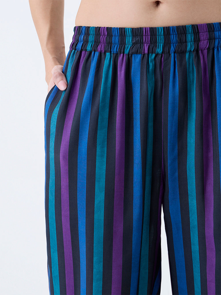 Utsa Blue Stripes Ethnic Pants