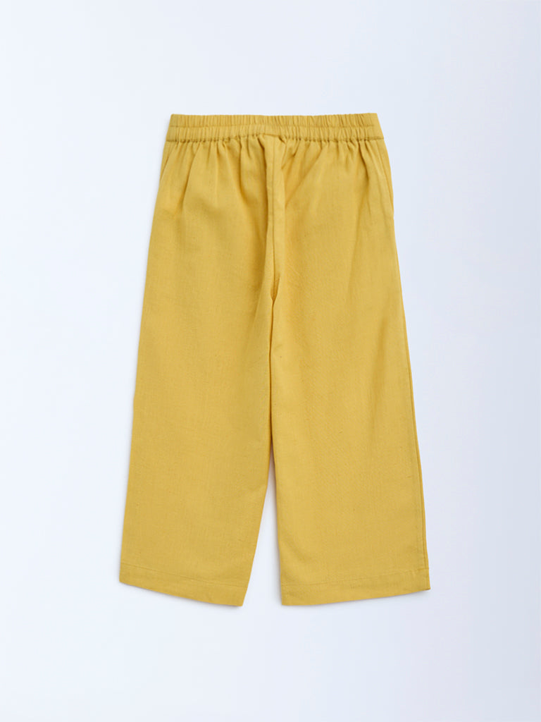 Utsa Kids Yellow Solid Cotton Ethnic Pants - (2-8yrs)