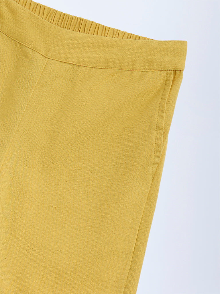 Utsa Kids Yellow Solid Cotton Ethnic Pants - (2-8yrs)