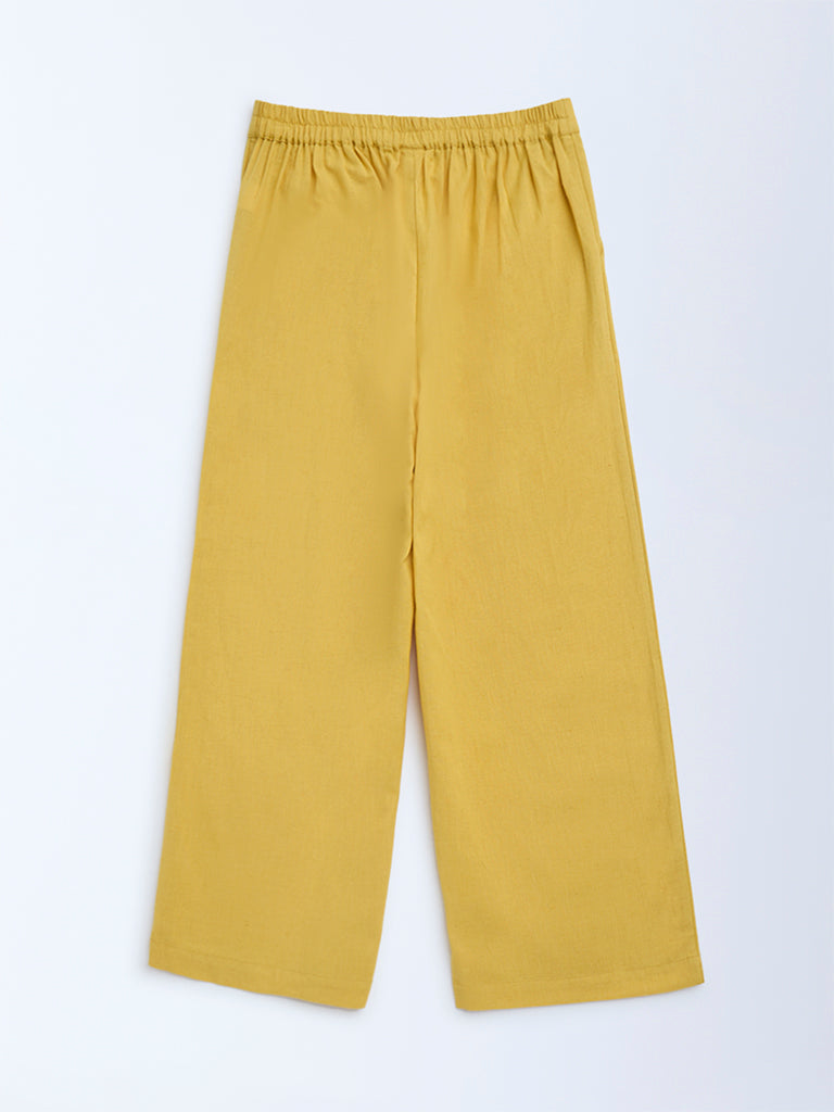 Utsa Kids Yellow Solid Cotton Ethnic Pants - (8-14yrs)