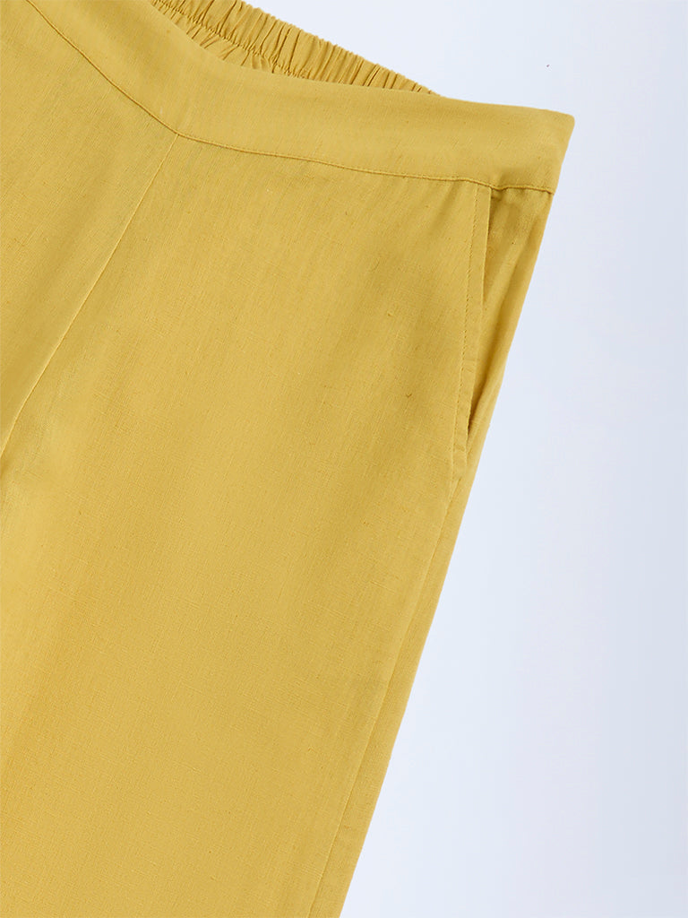 Utsa Kids Yellow Solid Cotton Ethnic Pants - (8-14yrs)