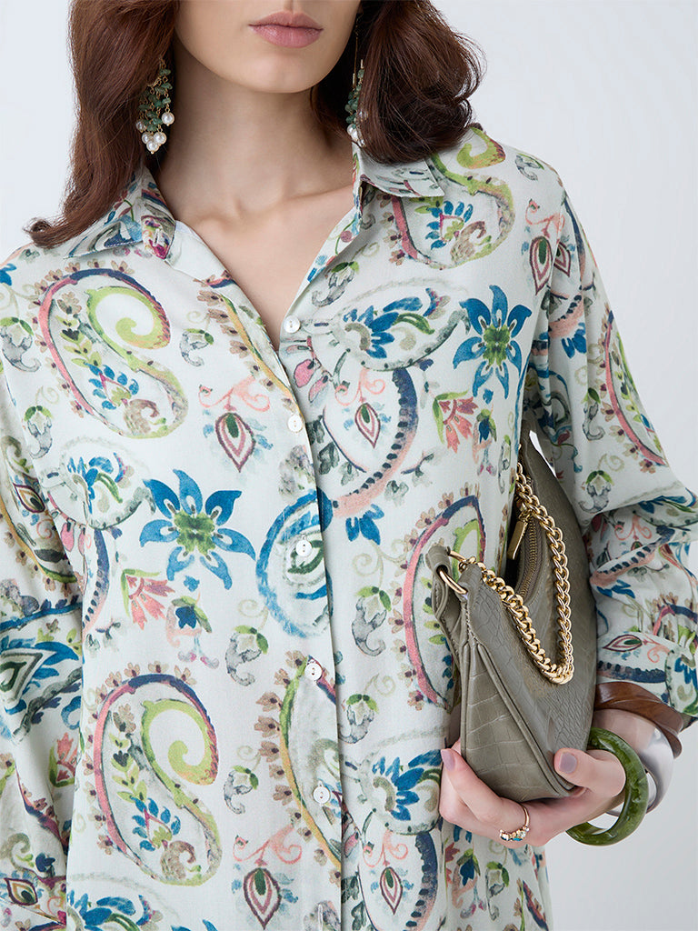 Utsa Green Paisley Printed Tunic