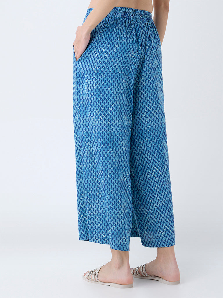 Utsa Indigo Printed Pants