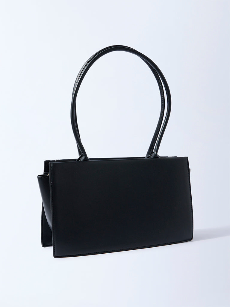 Westside Black Solid Rectangular Shoulder Bag