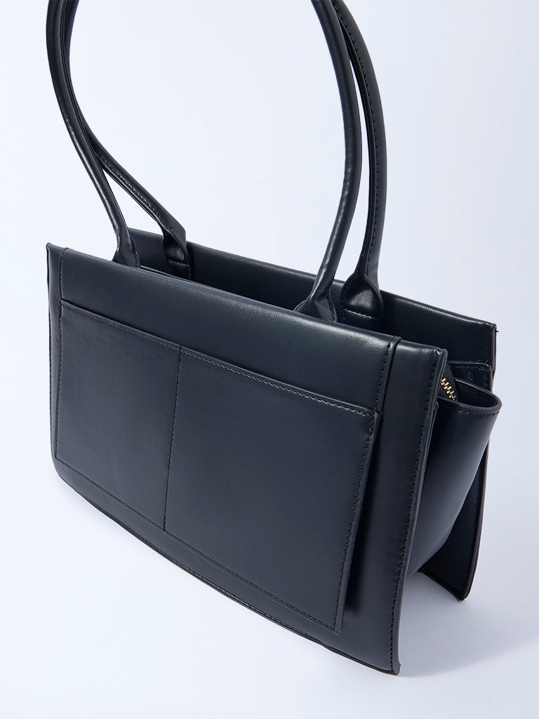 Westside Black Solid Rectangular Shoulder Bag