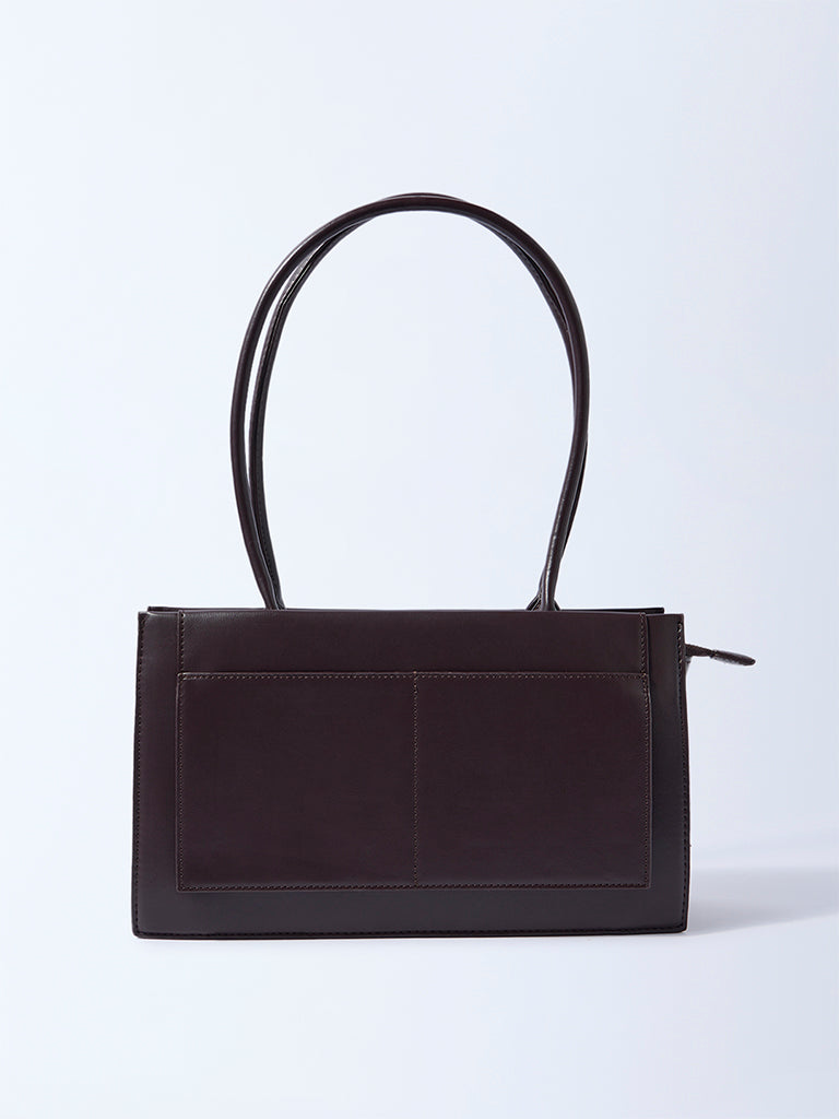 Westside Brown Solid Rectangular Shoulder Bag