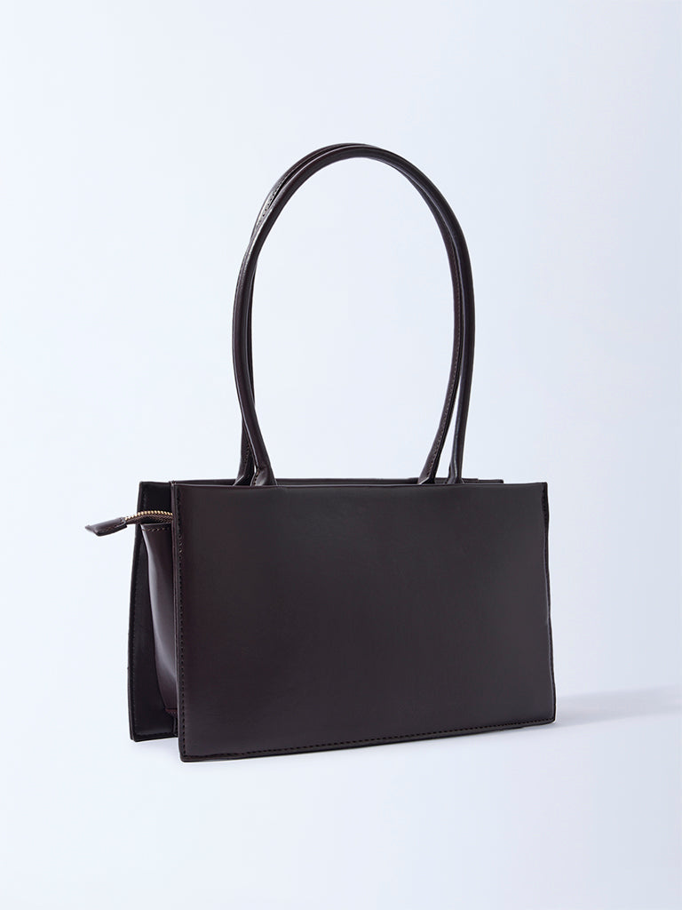 Westside Brown Solid Rectangular Shoulder Bag