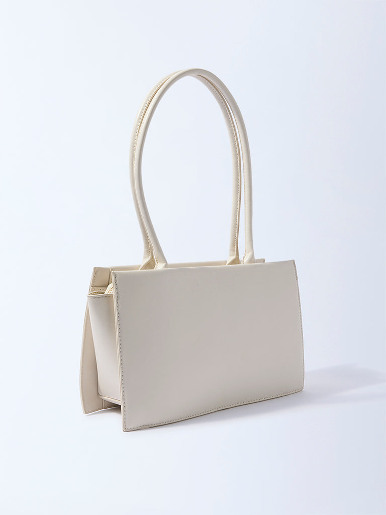Westside Off-White Solid Rectangular Shoulder Bag