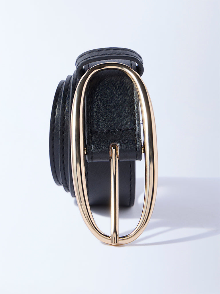 Westside Accessories Black Oval Buckle Belt