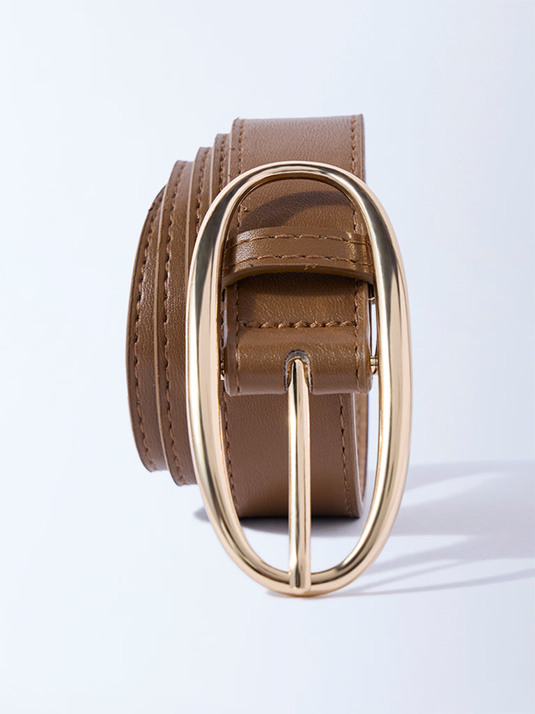 Westside Accessories Brown Oval Buckle Belt