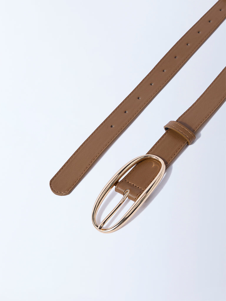 Westside Accessories Brown Oval Buckle Belt