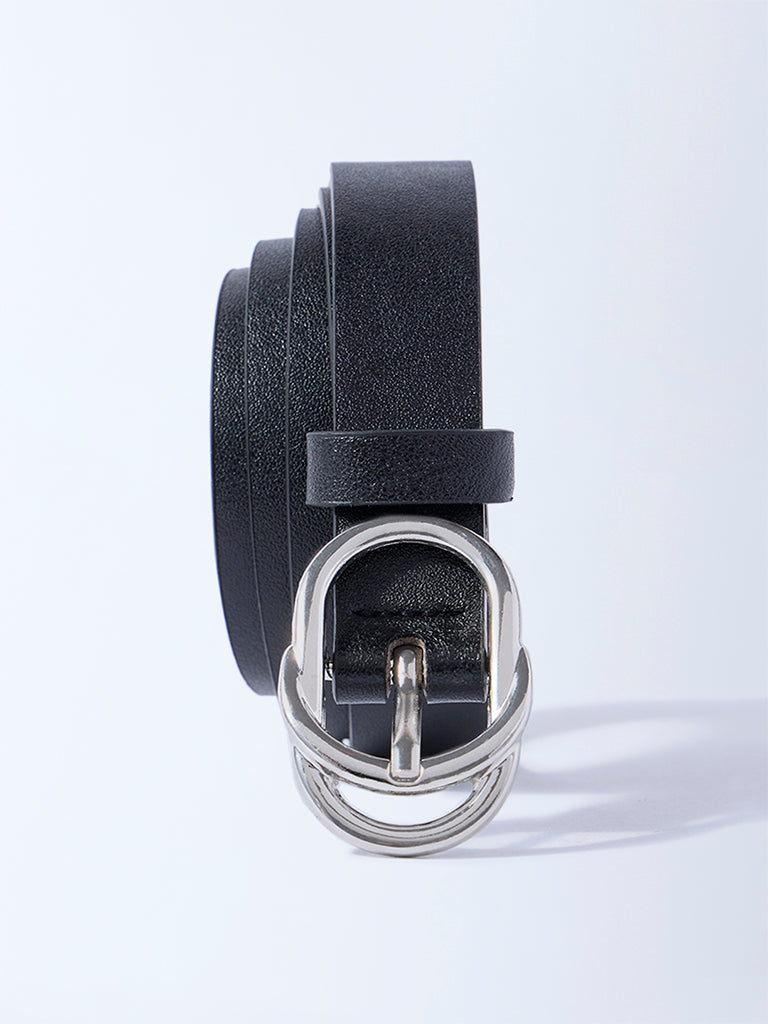 Westside Accessories Black Oval-Twisted Buckle Belt