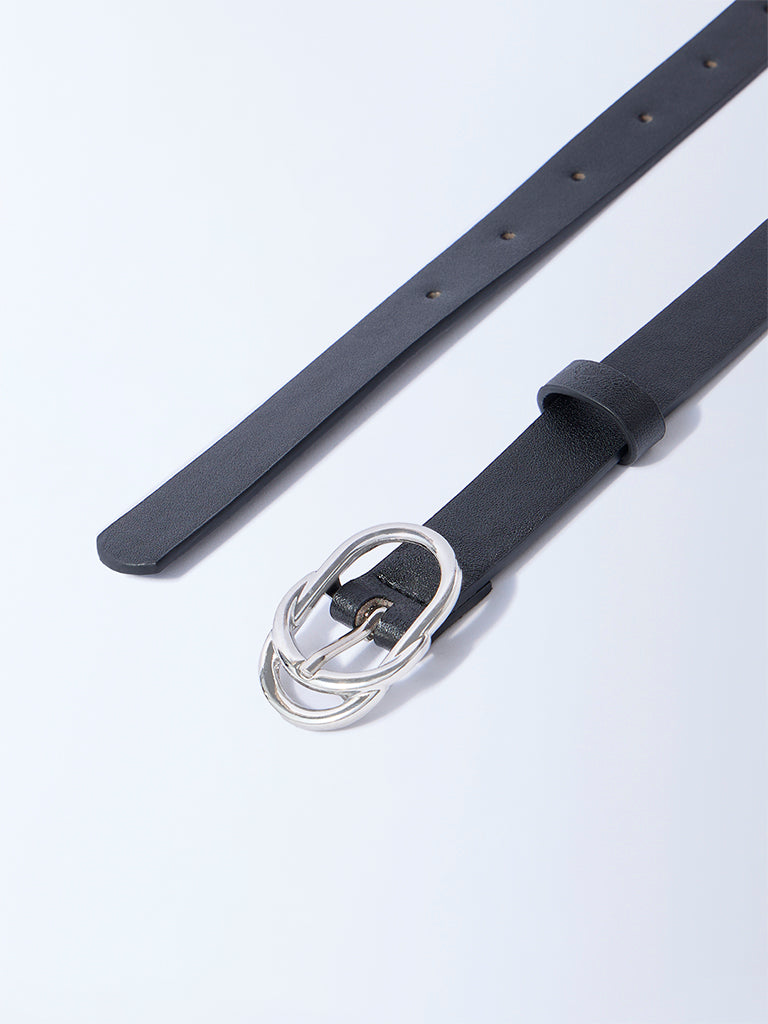 Westside Accessories Black Oval-Twisted Buckle Belt