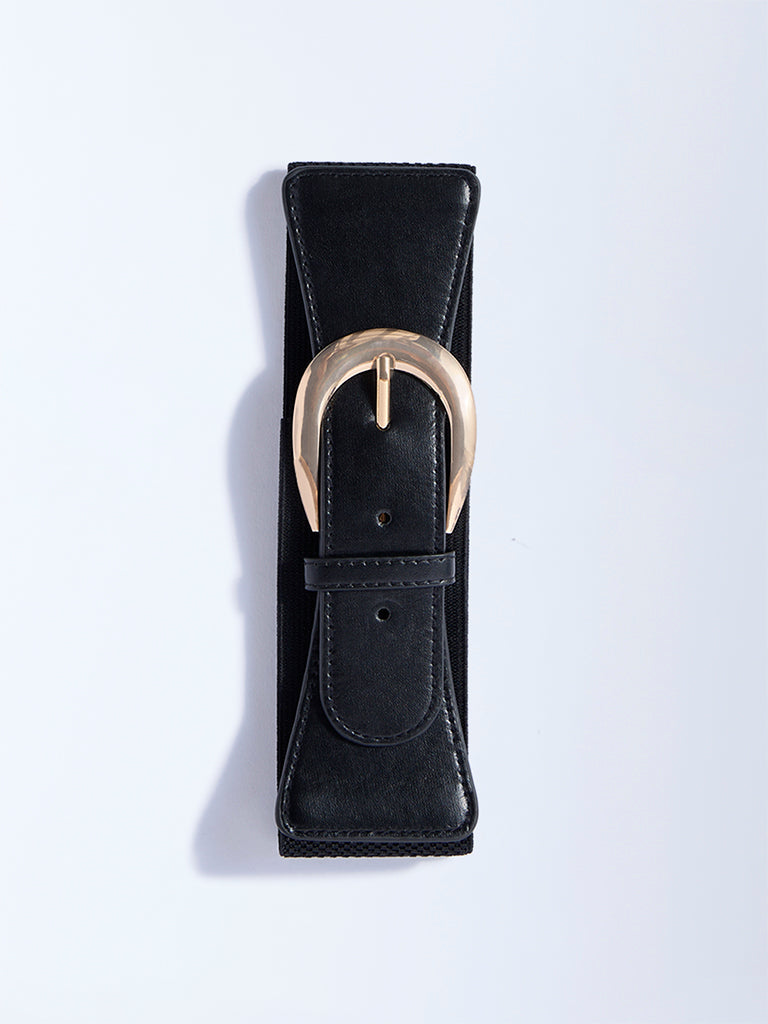 Westside Accessories Black Round Buckle Wide Belt