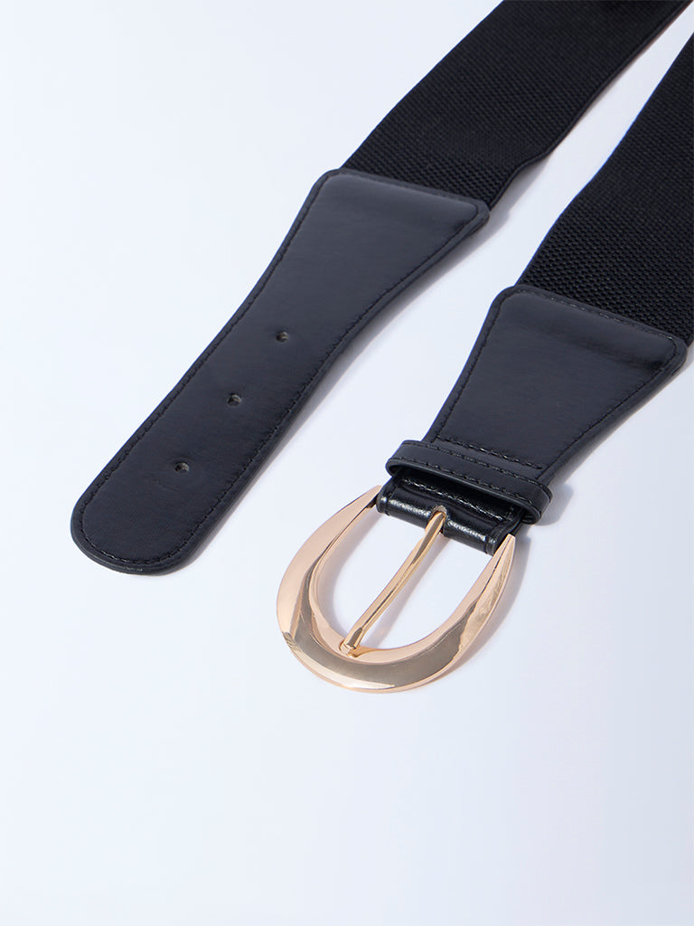 Westside Accessories Black Round Buckle Wide Belt